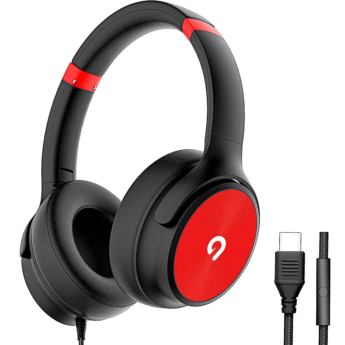 AOpen AD1000 Type-C Over-Ear Headphones Black&Red — product photo