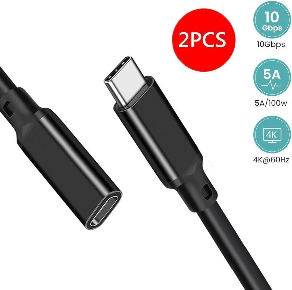 SMUGDESK SMUGDESK USB C Extension Cable 10Gbps 100W 2-Pack 6.6FT — product photo