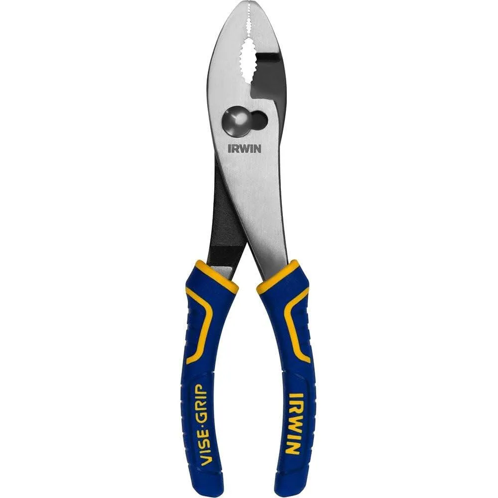 Ten silver 8-inch slip-joint pliers with ProTouch grips in display box