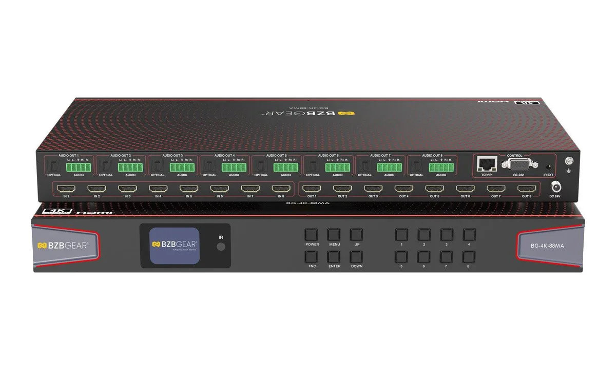 BZBGEAR BZBGEAR BG-4K-88MA 8x8 HDMI 2.0 Matrix Switcher with Audio De-embedding — product photo