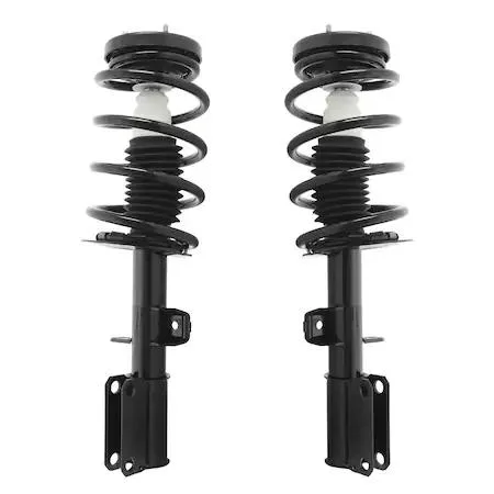 Unity front complete strut assembly kit, two silver coil-over units with springs and top mounts