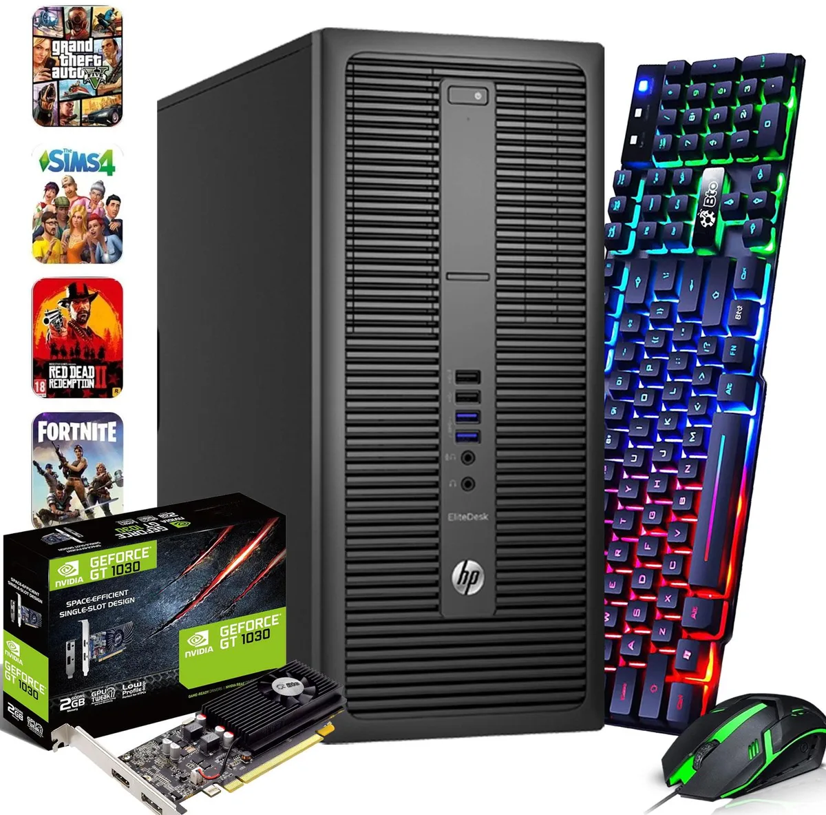 HP HP 800 G2 Tower gaming PC Intel Core i5-6500 3.60 GHz 16GB DDR4 1TB SSD NVIDIA GT1030 Windows 11 Pro — product photo