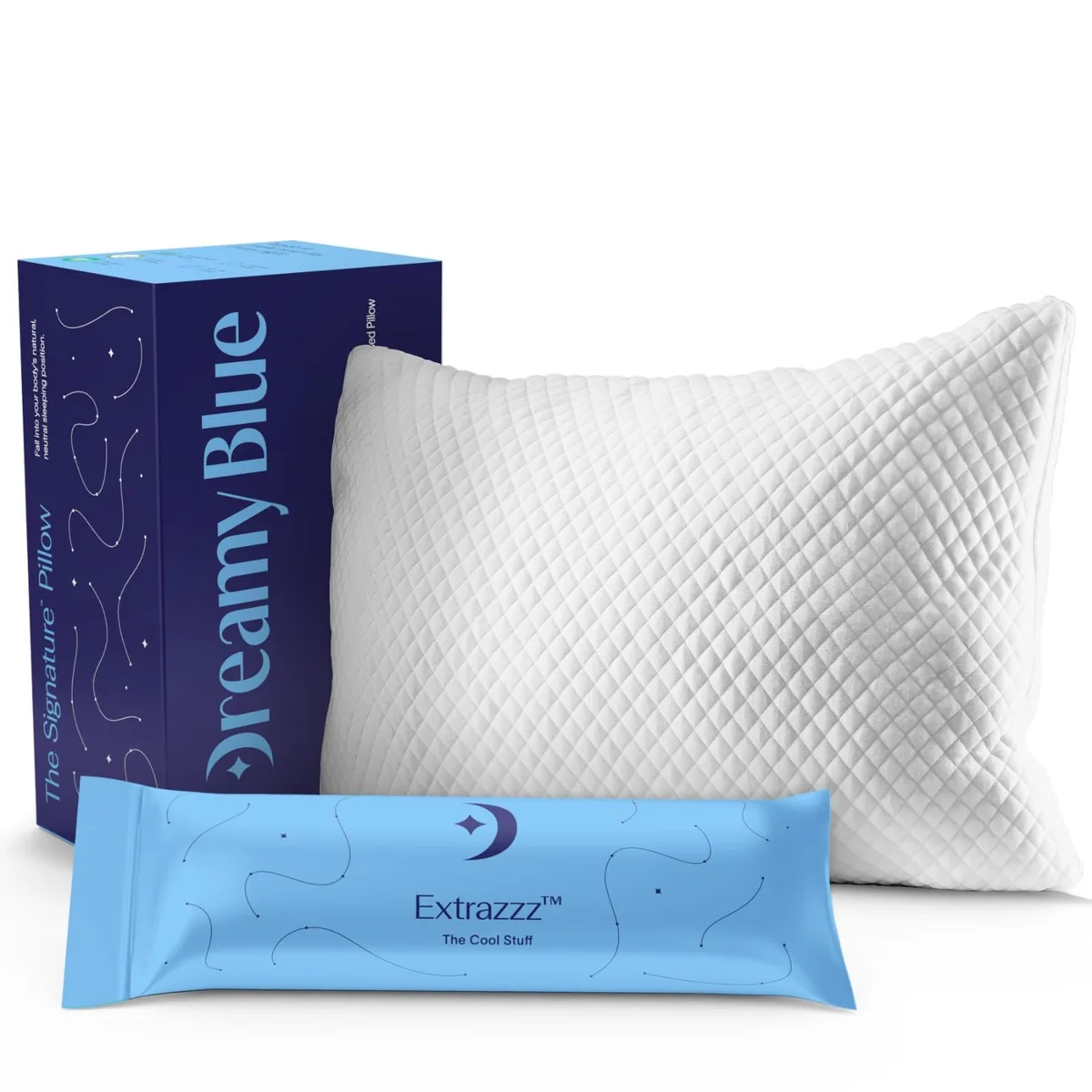 White rectangular queen pillow with bamboo rayon cover and zipper