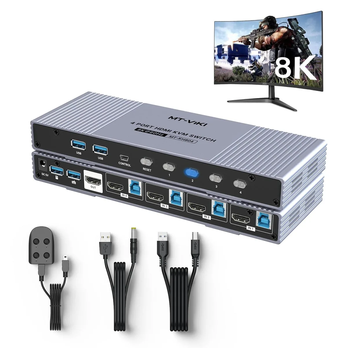 Vszerda Vszerda MT-KH804 4-Port 8K@60Hz HDMI 2.1 KVM Switch — product photo