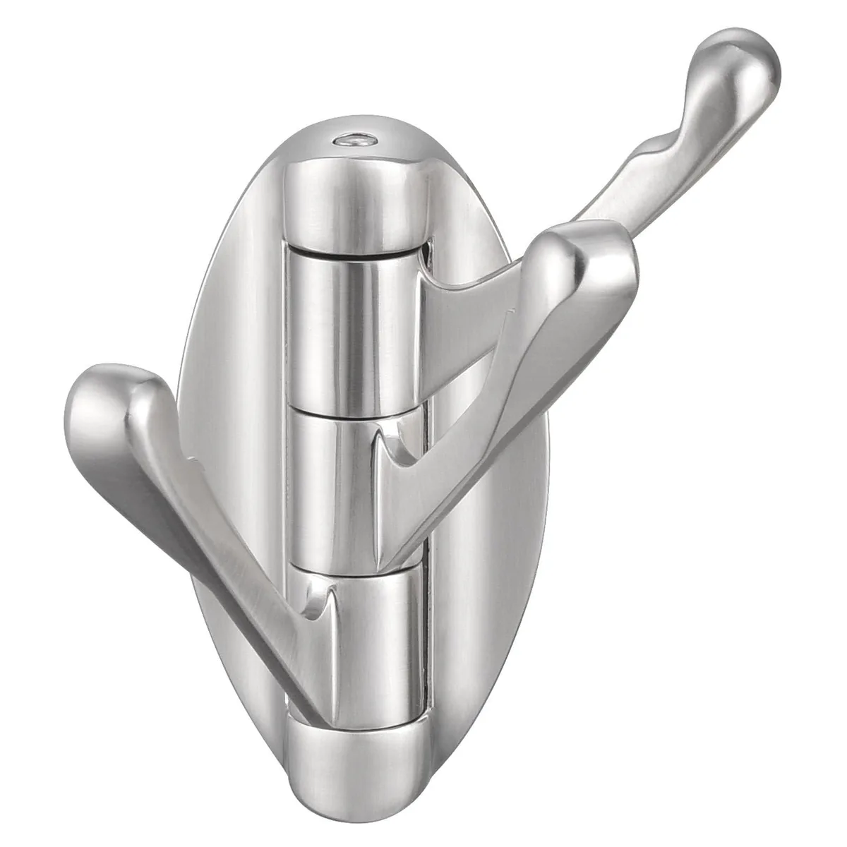 Brushed nickel swivel towel hook with three foldable arms, 180 degree rotation