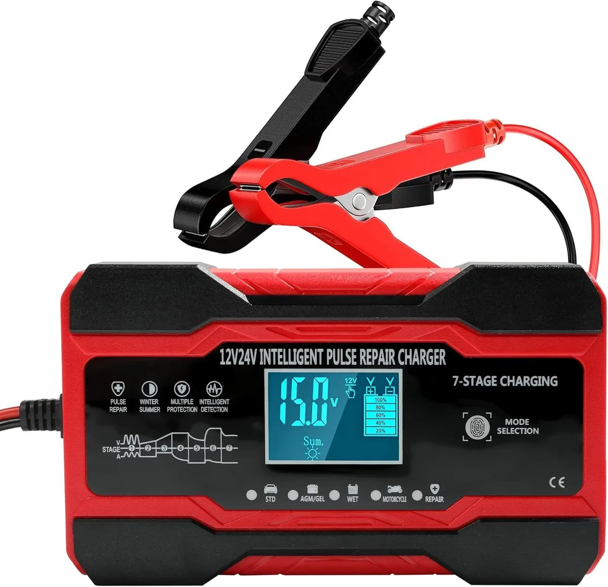 BFKK BFKK 8-Amp 12V 24V Smart Battery Charger car electronics accessory — product photo