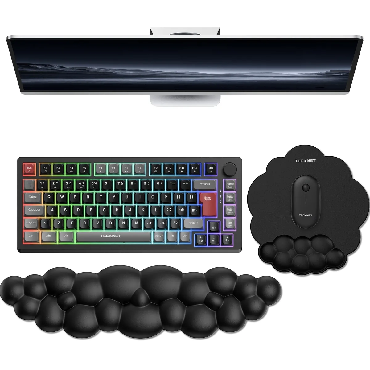  TECKNET MGM01142 Cloud Mouse Pad with Wrist Rest Black 16.9 x 9.8 in — product photo