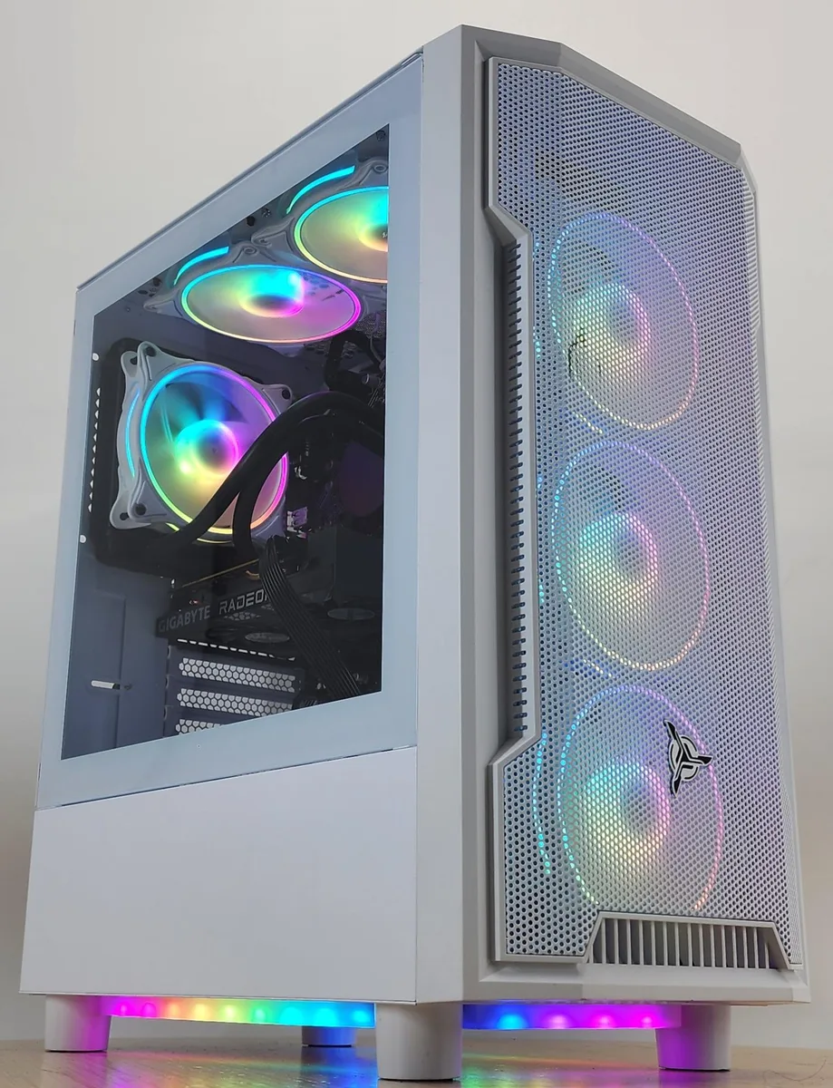 Custom Custom Gaming PC i5-10400F 16GB DDR4 500GB SSD 2TB HDD RX 6500 XT Asetek 120mm AIO White Case — product photo