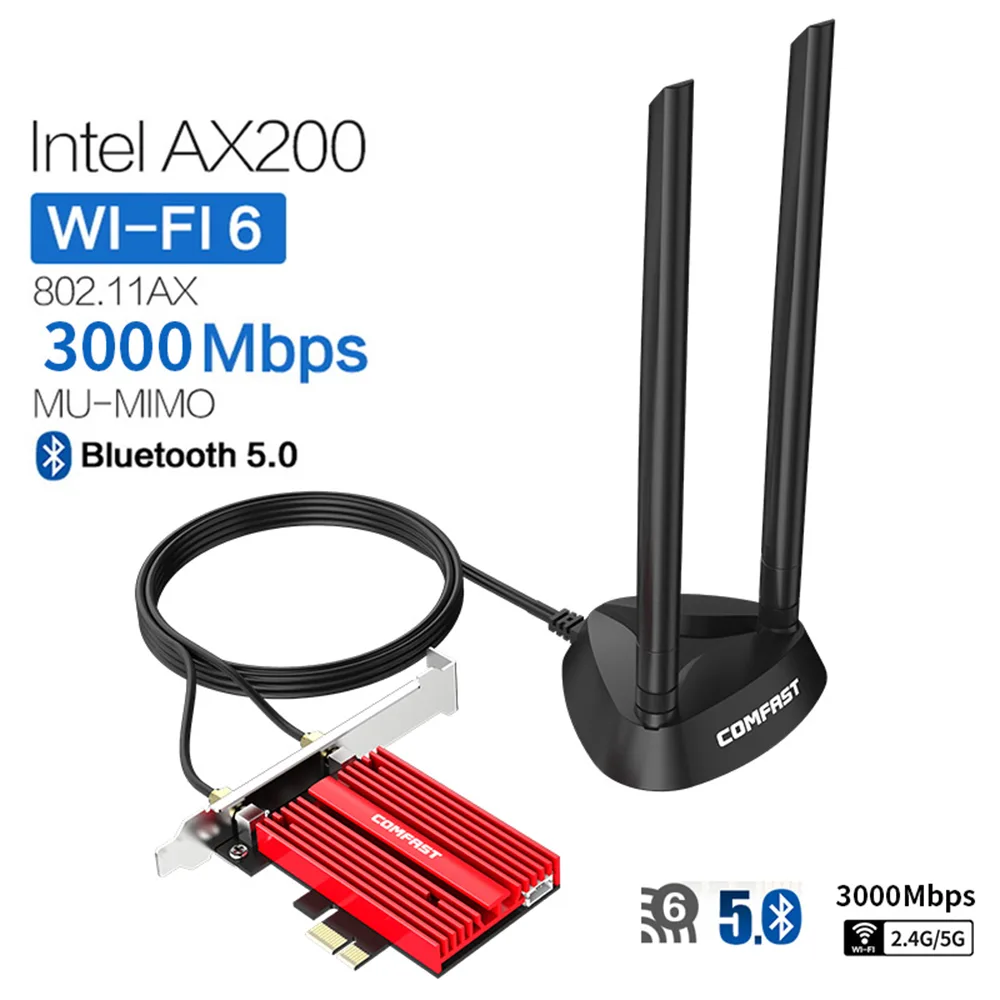 IHDAPP IHDAPP AX200NGW PCIe Wi-Fi 6 Adapter Red 3000Mbps — product photo