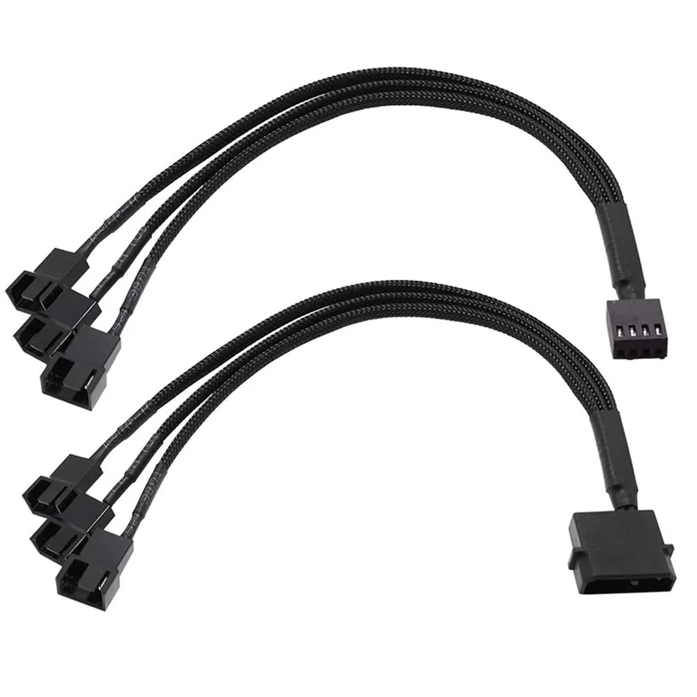 THE ORDINARY THE ORDINARY 4 Pin PWM Fan Extension Cable &amp; 4 Pin Molex to 3x 3 Pin Splitter 27cm — product photo