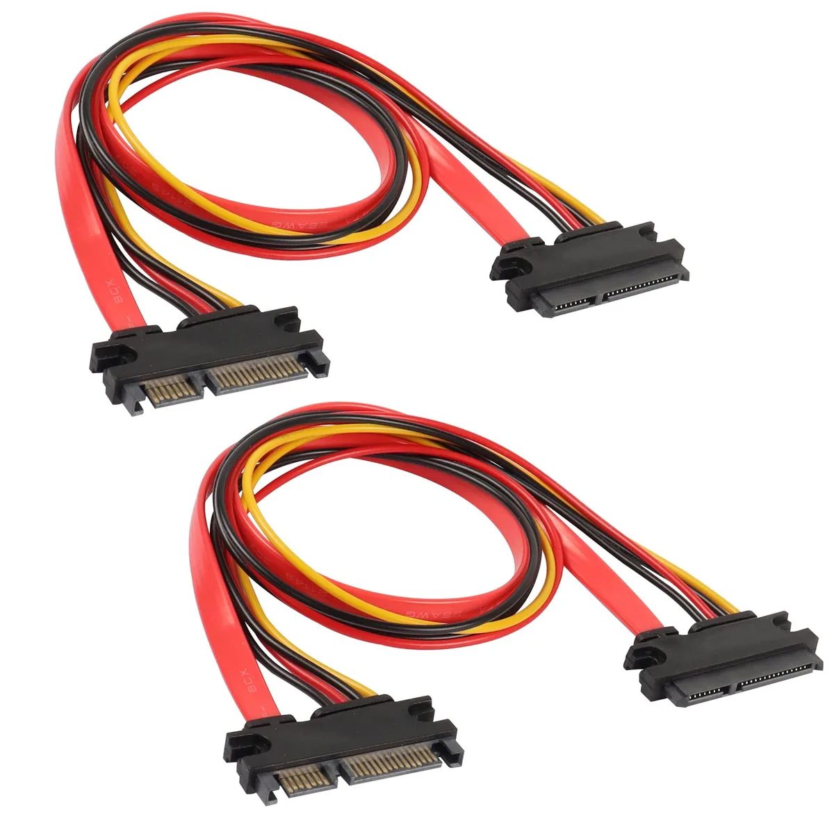 Vszerda Vszerda SATA 22Pin 7+15 Male-Female Data Power Combo Cable 2Pack 50cm Red — product photo