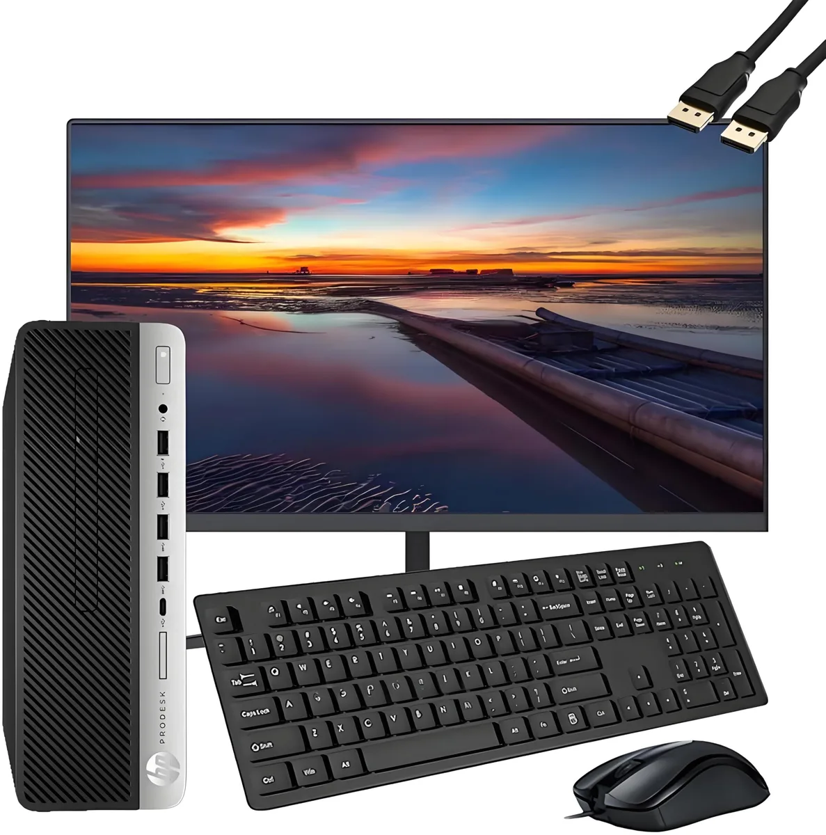 HP HP ProDesk 600 G3 SFF business desktop, i5-6500, 16GB DDR4, 256GB SSD, 21.5" FHD monitor, Win 11 Pro — product photo