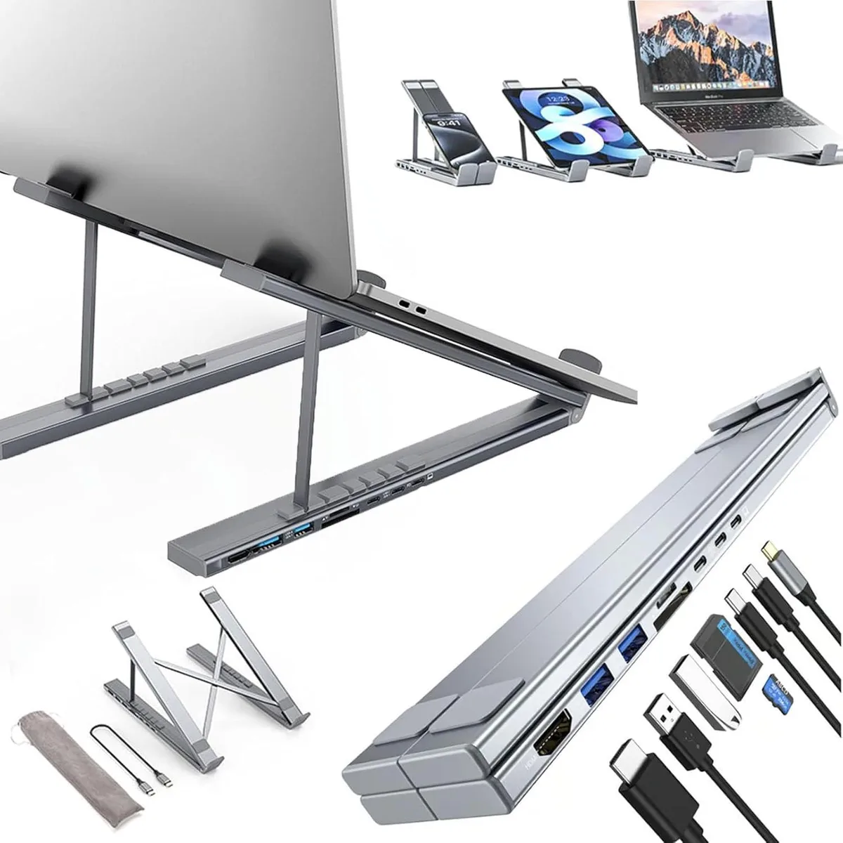 TROPRO TROPRO 8-in-1 USB-C Docking Station Stand 4K HDMI 100W PD 10-17in — product photo