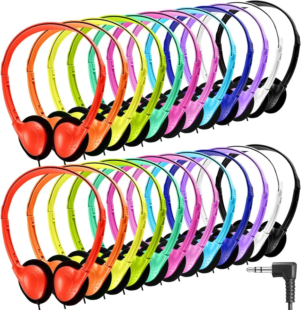 BFKK BFKK Classroom Headphones 50 Pack 12 Colors 3.5mm Jack — product photo