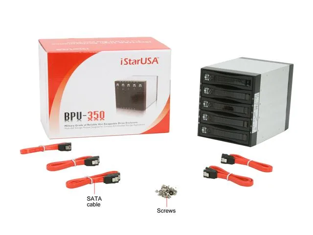 iStarUSA Inc. iStarUSA Inc. BPU-350SATA-BLACK 3×5.25" to 5×3.5" SAS/SATA 6.0 Gb/s Hot-Swap Cage — server accessory — product photo