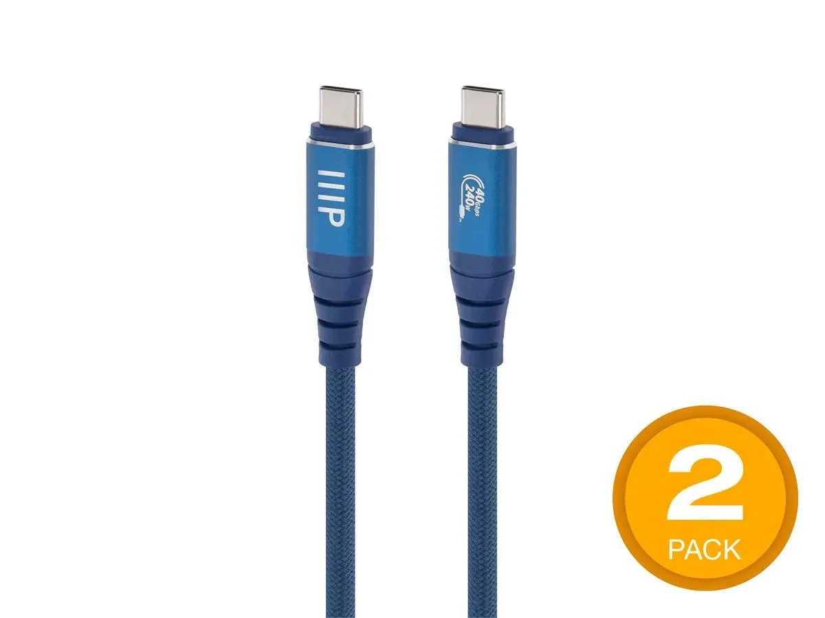 Monoprice Inc. Monoprice 148855 USB4 cable 40 Gbps 240W 1.5 ft navy 2 pack — product photo