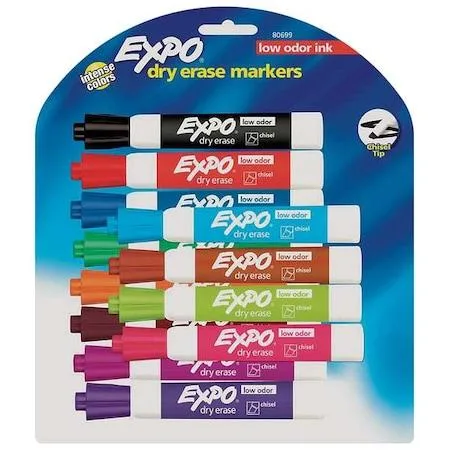 EXPO EXPO 80699A Dry Erase Marker Set Chisel Tip Assorted Colors 12 Pack — product photo