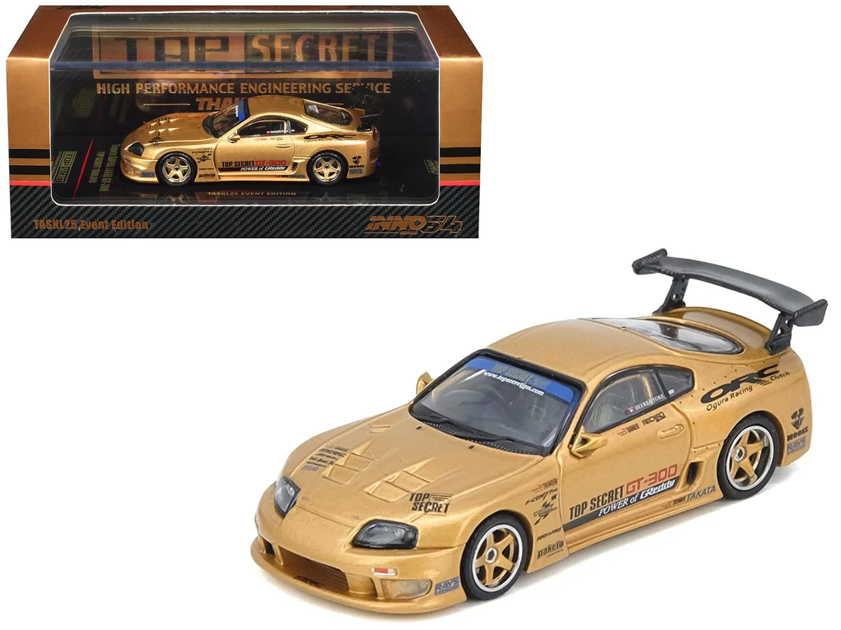Inno Models Inno Models Toyota Supra A80 GT300 Gold Metallic Tokyo Auto Salon Kuala Lumpur 2025 Exclusive 1/64 Diecast — product photo