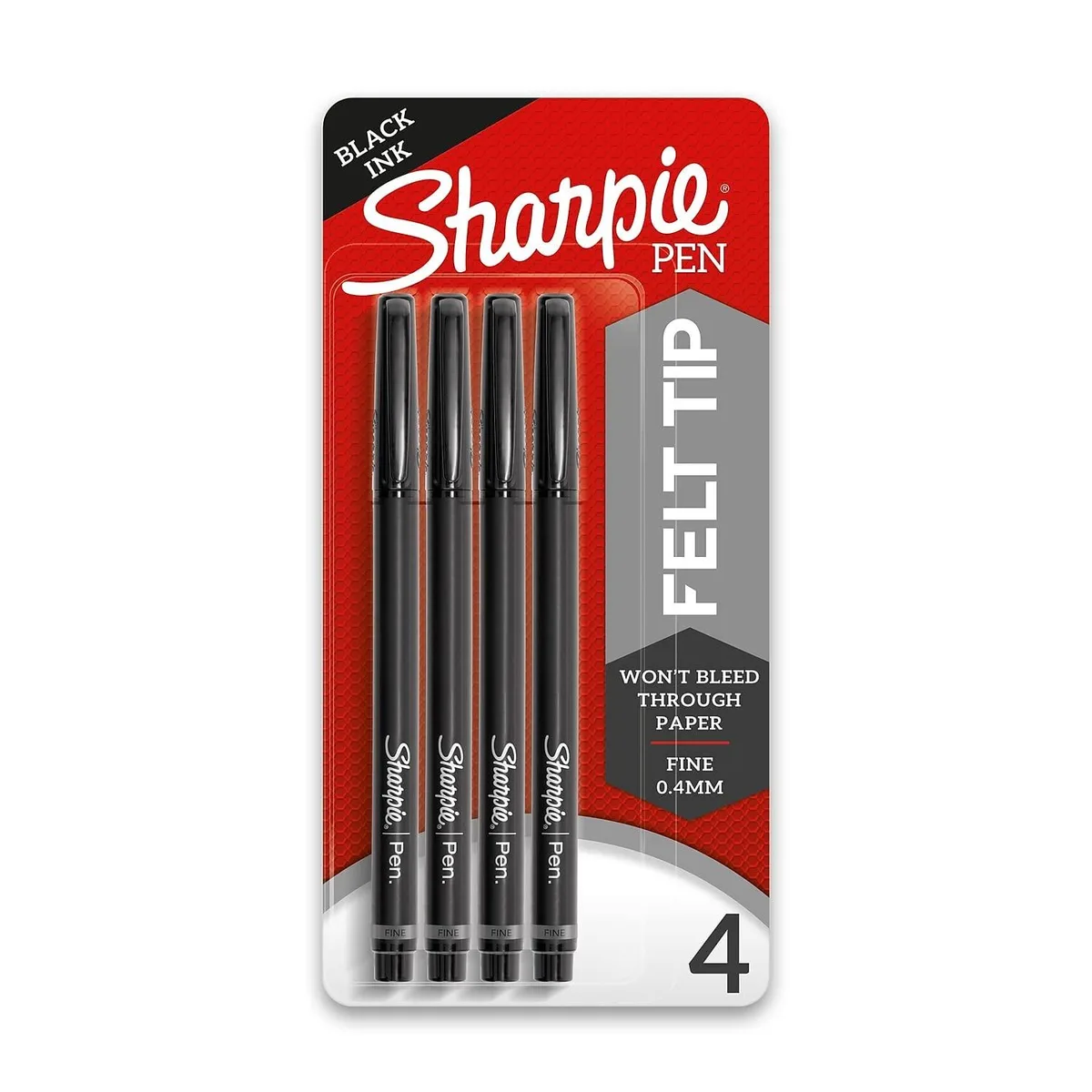  Sharpie Fine Point Pens 0.4 mm Black 4 Count — product photo
