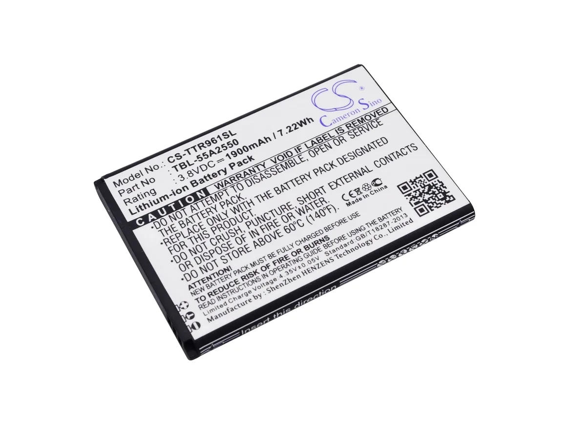 Rectangular replacement battery with smooth dark finish