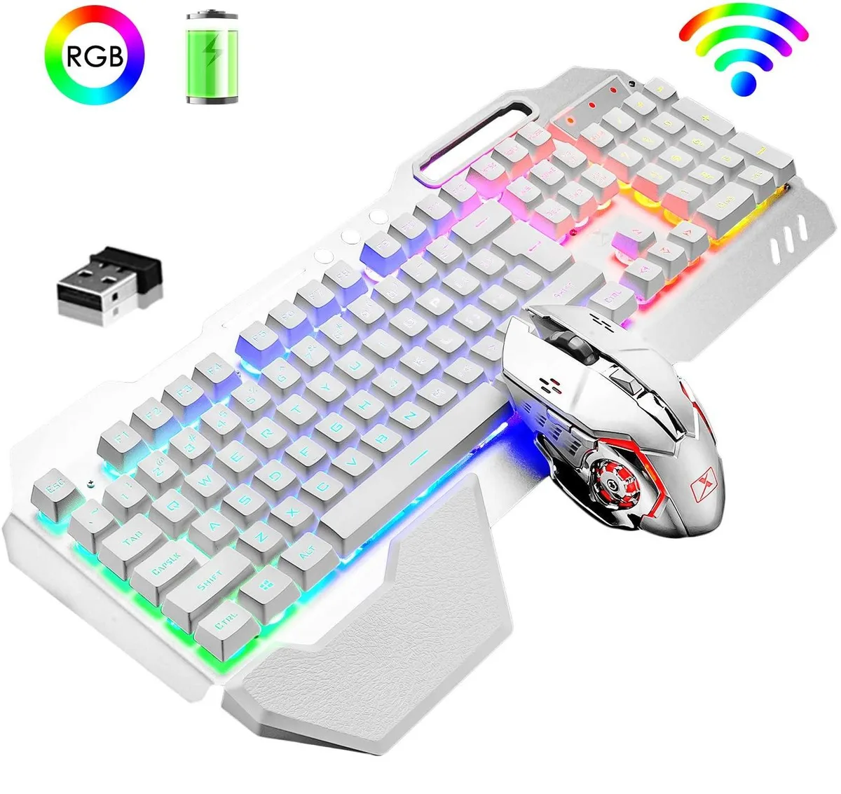 SPTUO SPTUO Wireless Gaming Keyboard and Mouse White 3800mAh — product photo