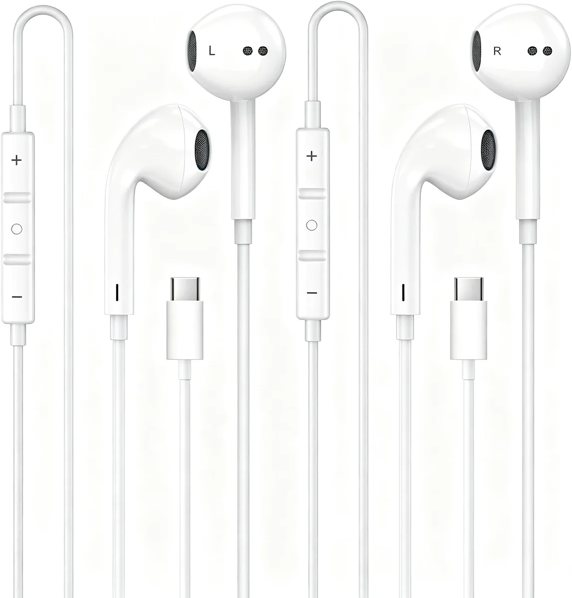  Casemetro USB-C1 In-Ear Headphones White 2 Pack — product photo