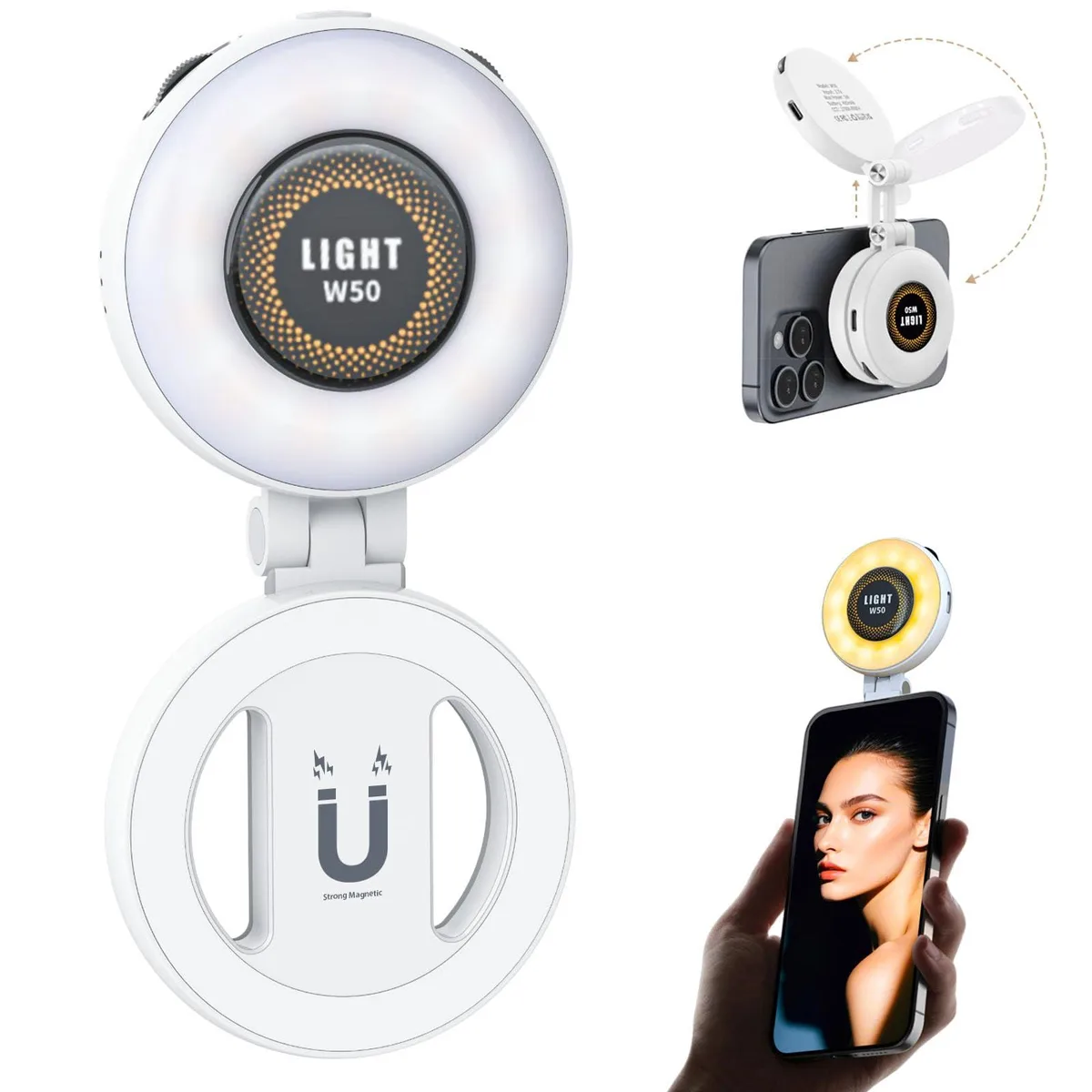 Neewer W50 Magnetic Selfie Light 50 black-white — product photo