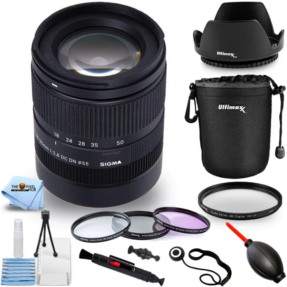 SIGMA Sigma 18-50mm f/2.8 DC DN Contemporary Lens for Sony E with 10PC Accessory Bundle — product photo