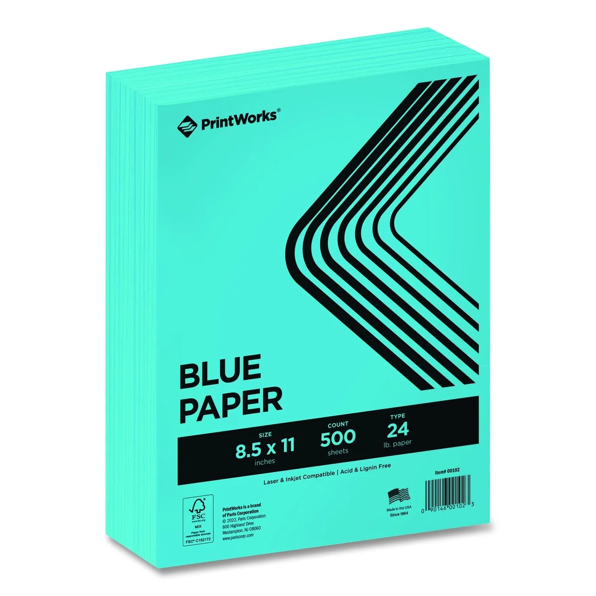 Paris Corporation Paris Corporation Color Paper 24 lb Text Weight 8.5 x 11 Blue 500 Sheets — product photo