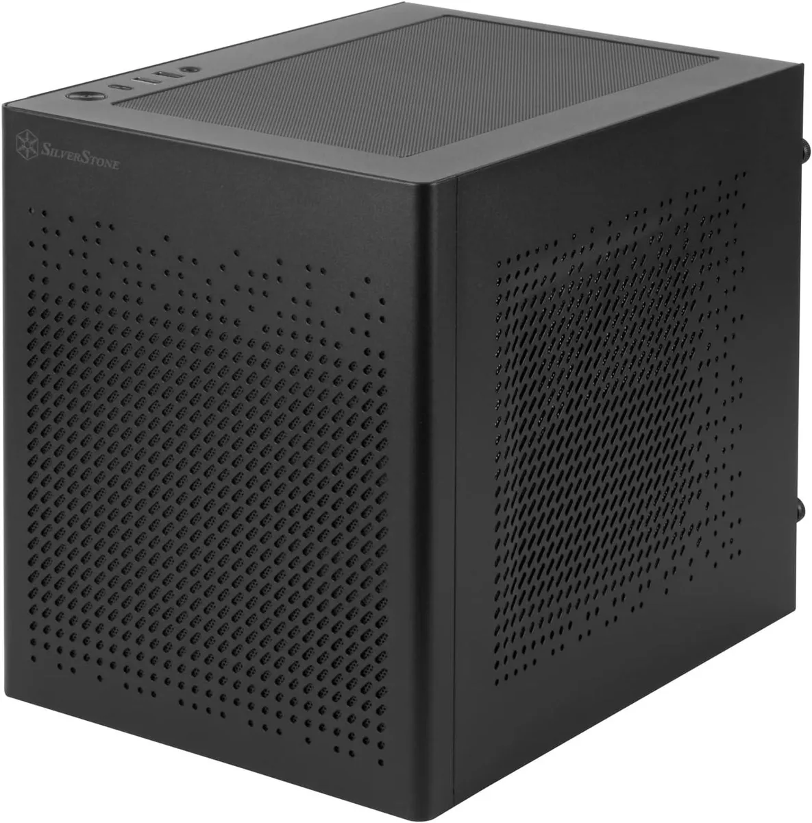 Black steel Mini-ITX server chassis with front USB ports