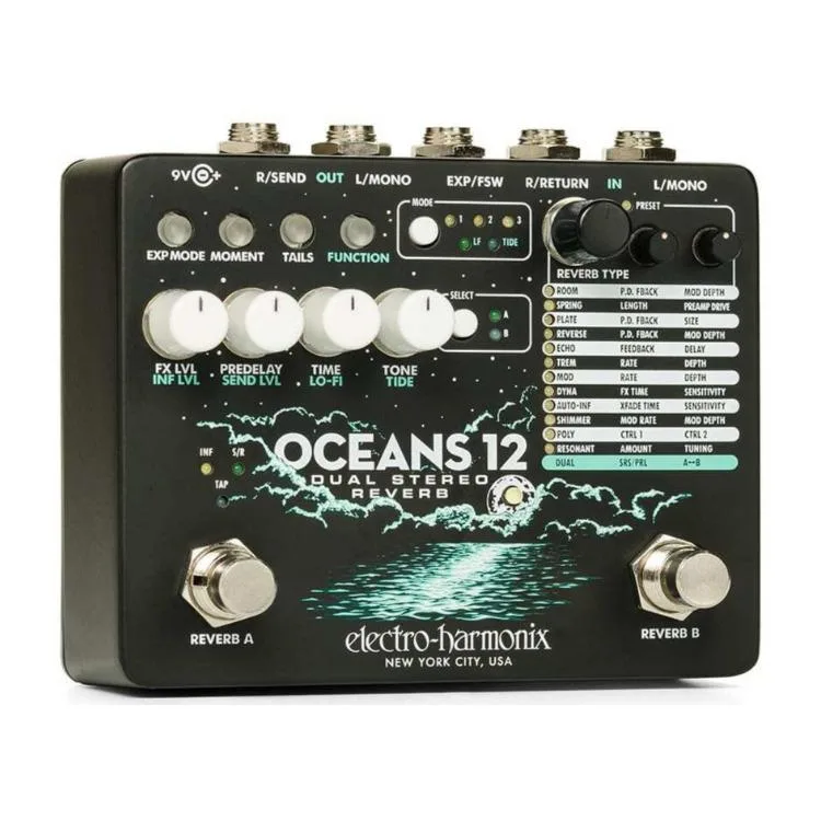 Electro Harmonix Electro-Harmonix Oceans 12 Dual Stereo Reverb guitar pedal — product photo