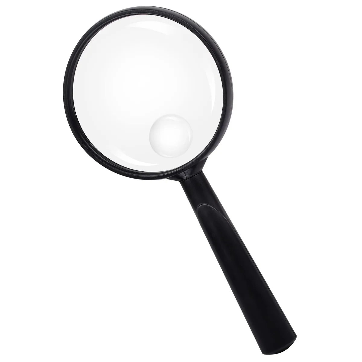 Black handheld magnifier with 75mm lens and non-slip handle, 12 pack