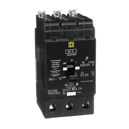SQUARE D SQUARE D EDB34060 60 A 3-Pole 277/480V AC Bolt-On Circuit Breaker — product photo