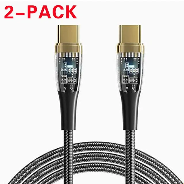 LUOM LUOM Essager XJ USB-C Cable 100W 5A 3.3ft Transparent Shell 2-Pack — product photo