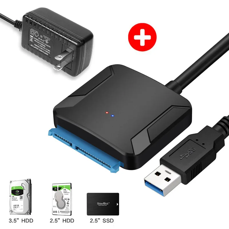 LUOM LUOM USB 3.0 to SATA 22-pin Adapter Cable with 12V 2A Power — product photo