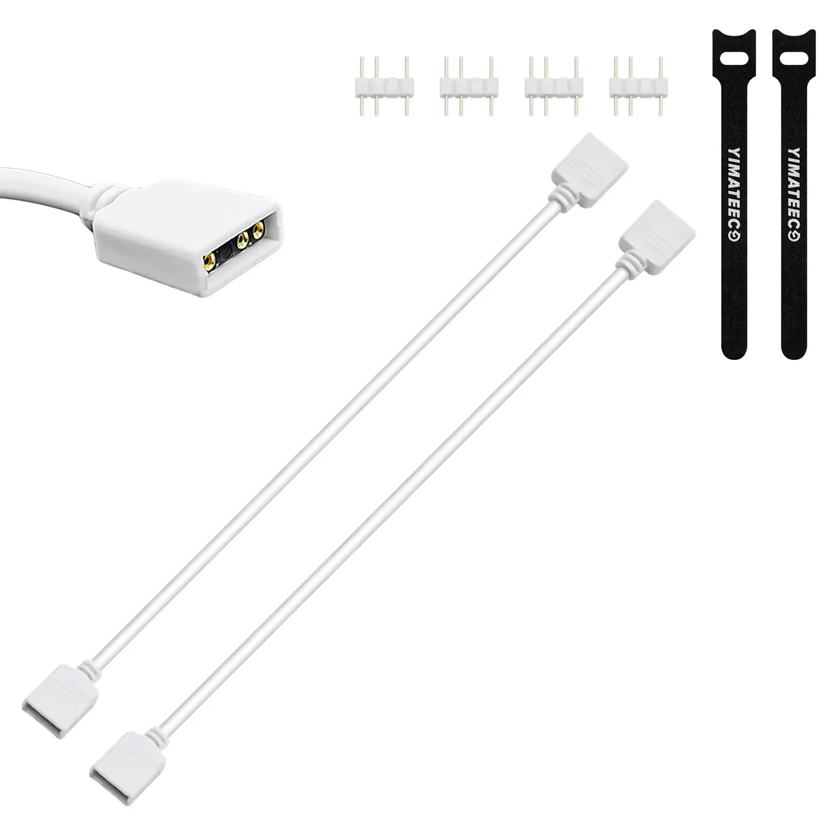 YIMATEECO 5V 3-Pin ARGB Female-to-Female Splitter Extension Cable 30 cm White 2-Pack — product photo