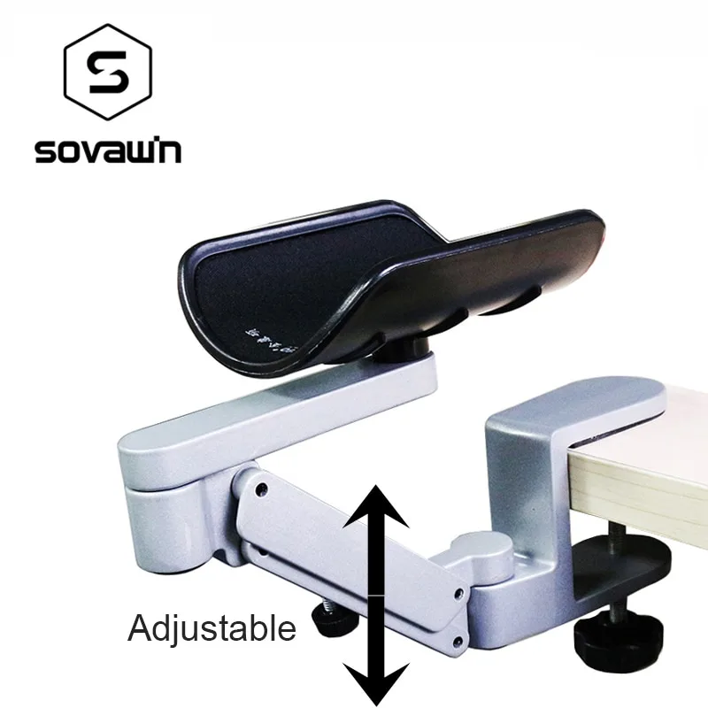 SOVAWIN SOVAWIN Metal Adjustable Arm Rest Extended Mouse Pad Silver 0-60 mm — product photo