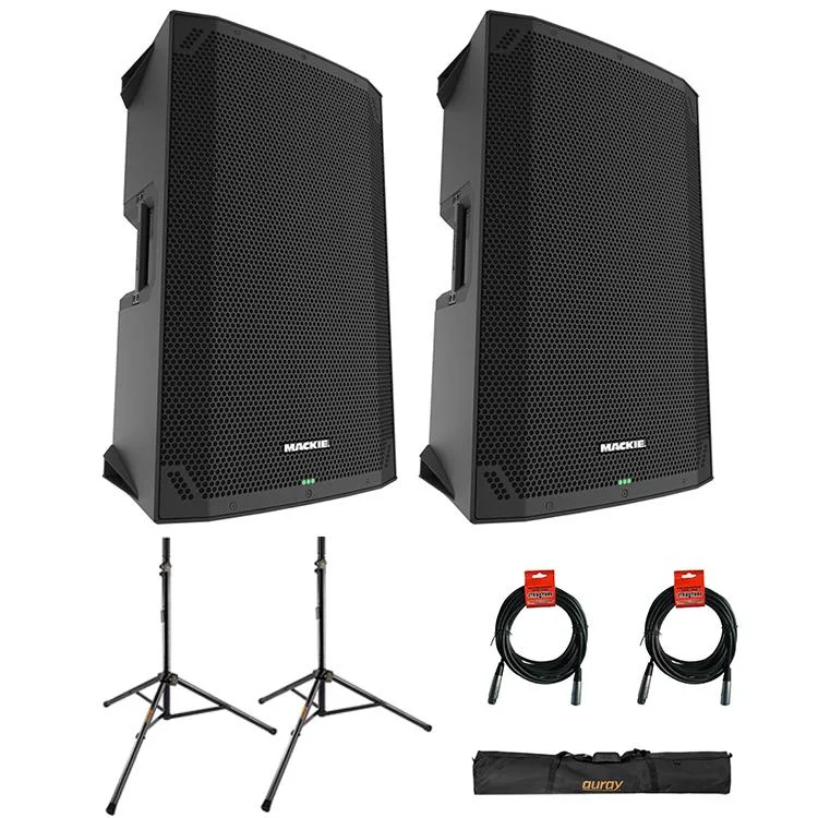 Mackie Mackie Thump12v4 12" Powered Loudspeaker Pair Bundle with Stands, Case, XLR Cable — product photo