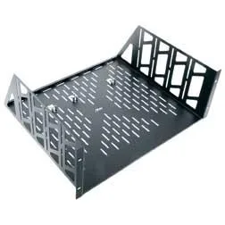 Middle Atlantic U2V 2U vented rack shelf, black metal with perforated surface