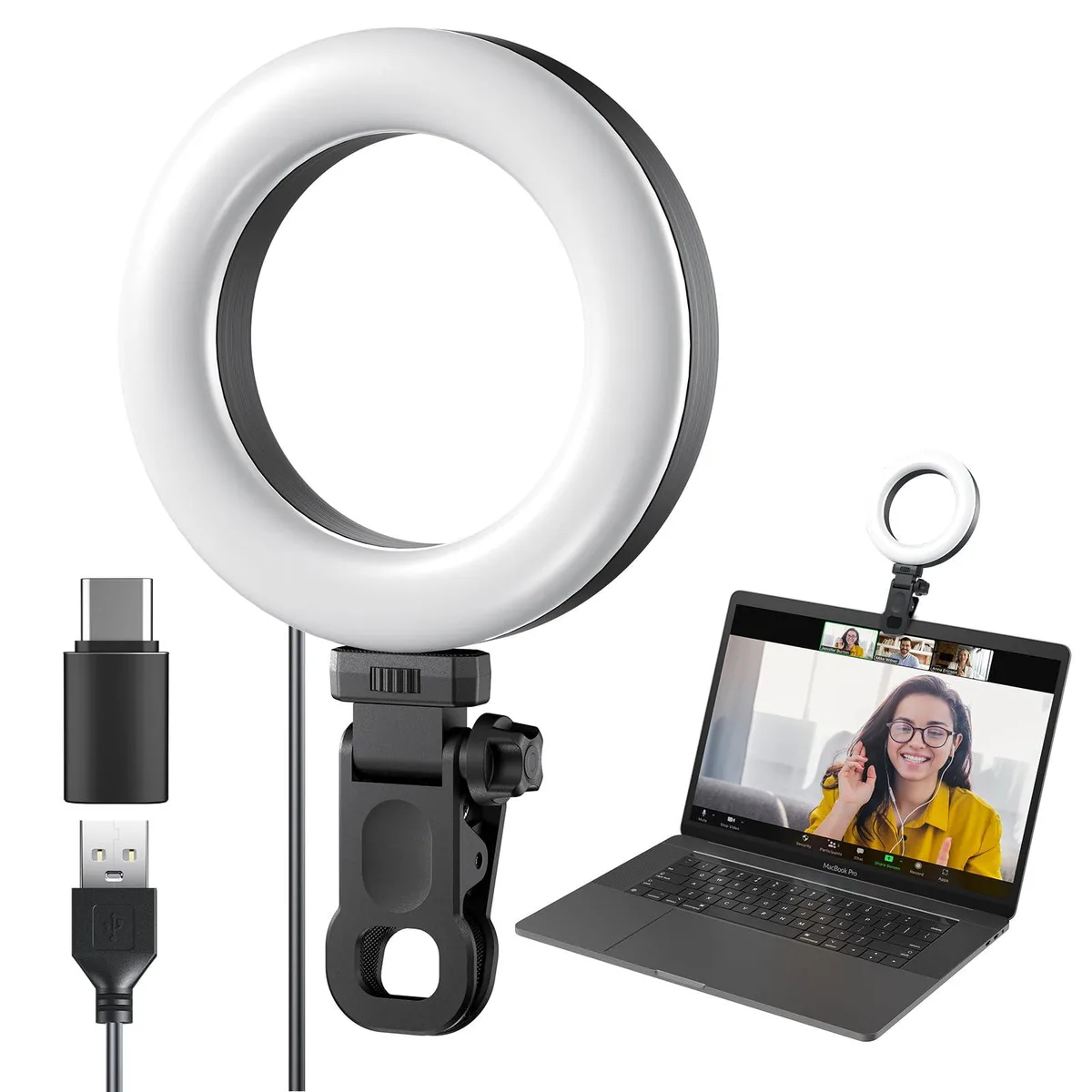  Meyin Baoyi MY048 Ring Light 10 Brightness 48 LED 3000-7000K Clip 1.06in — product photo