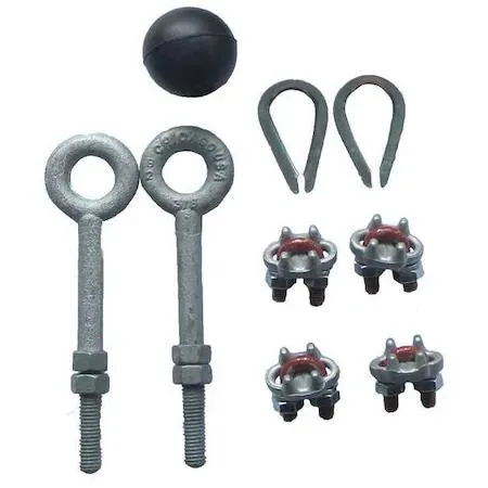 Dayton festoon hardware kit with bumper stops and clamps for quarter-inch wire rope