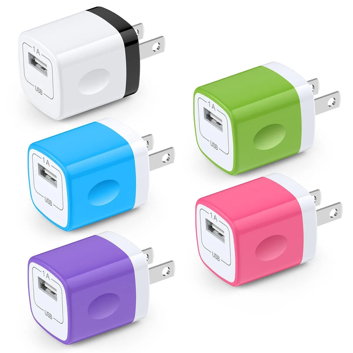  Ououdee PT-WC-05 5-pack USB-C wall chargers 5V 1A — product photo