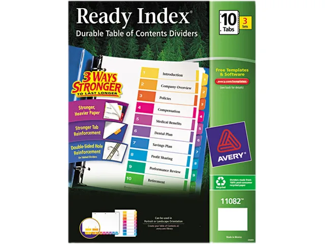 Avery Avery 11082 Index Dividers 10 Tab Multicolor 3 Sets — product photo