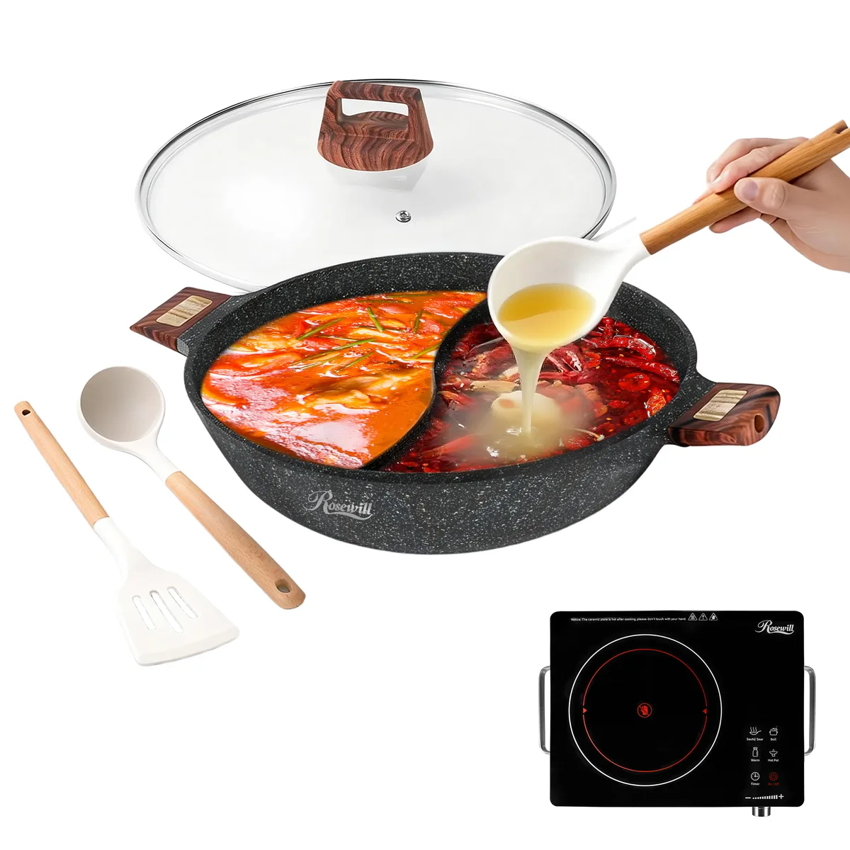 Rosewill Rosewill RHCW-24001DG 4.2QT 13" Divided Electric Skillet — 商品写真