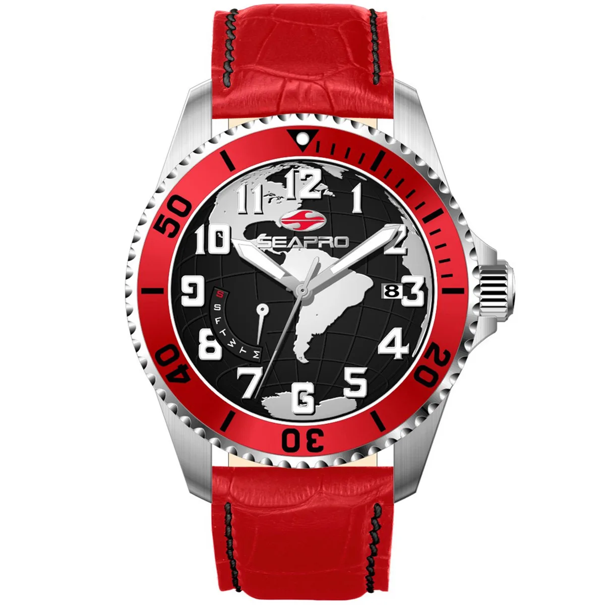 Black stainless steel watch with leather strap and black dial, model SP2741