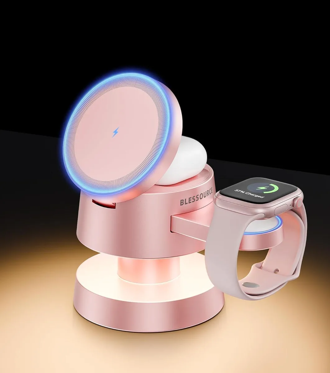 FLEANE FLEANE 4-in-1 Magnetic Wireless Charging Station with Night Light for iPhone 13 14 15 17 — product photo