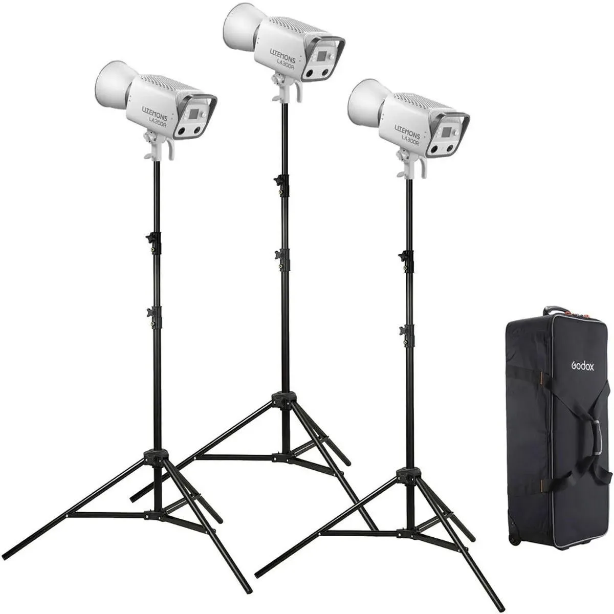 Godox Photo Equipment Co. Ltd Godox Photo Equipment Co. Ltd LA300R RGB LED Monolight 3-Light Kit — product photo