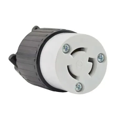 Twist-lock receptacle with three prongs and screw terminals