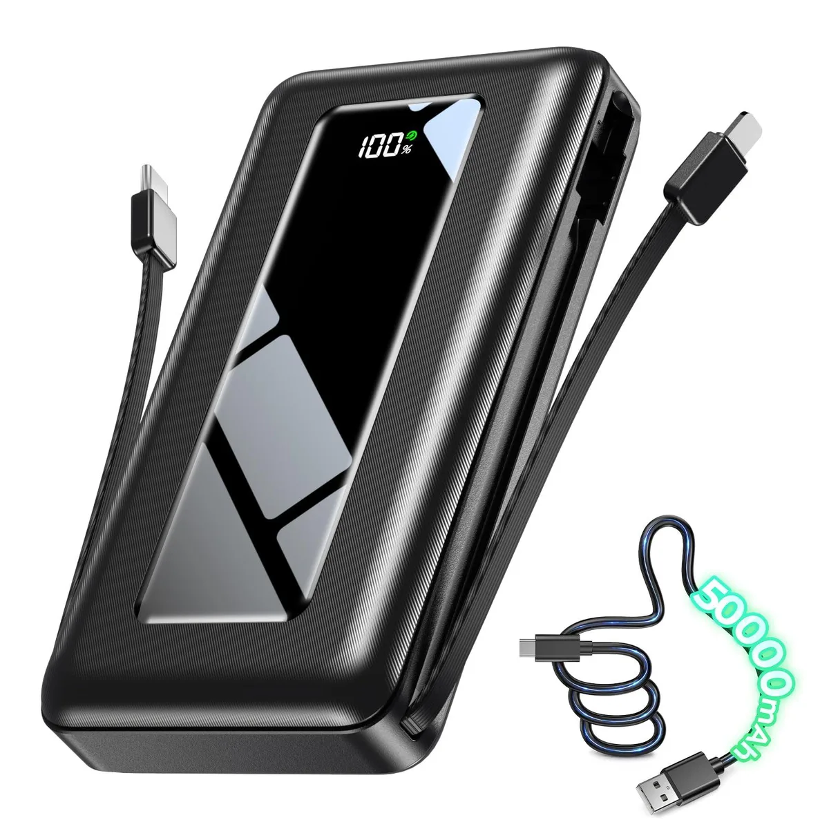  JKELAR P8 50000mAh Power Bank Onyx 22.5W Built-in Cables — product photo