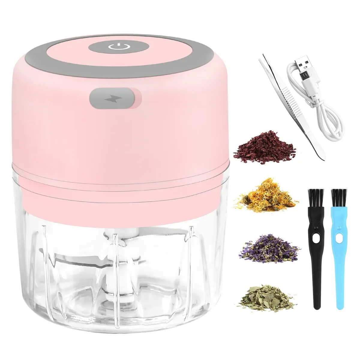  VRUPINZE 3.5 Inch Electric Herb Grinder Pink — product photo